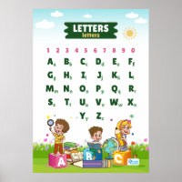 Alphabet & Numbers pädagogisches Poster