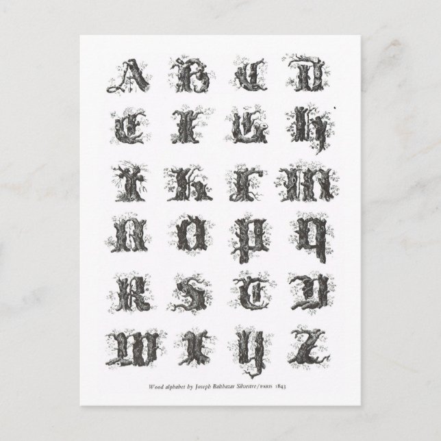 Alphabet Päris 1843 Postkarte (Vorderseite)