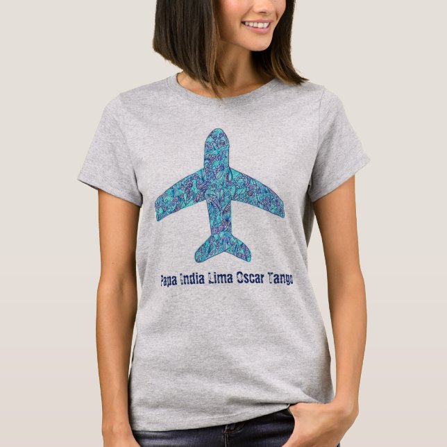 Alphabet phonétique "Pilote" T-shirt avion (Devant)