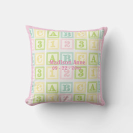 Alphabet Pink Baby Girl Name Personalisiert Kissen