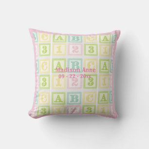 Alphabet Pink Baby Girl Name Personalisiert Kissen