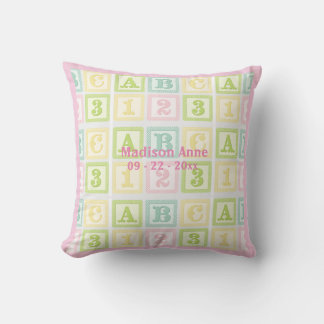 Alphabet Pink Baby Girl Name Personalisiert Kissen