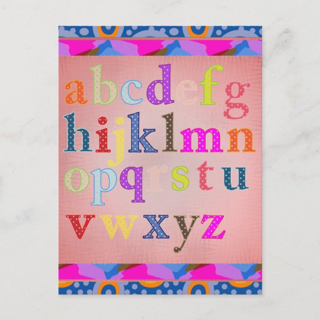 Alphabet Postcard Postkarte (Vorderseite)