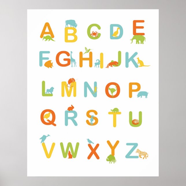 Alphabet Poster mit sonnigen Farben (Vorne)
