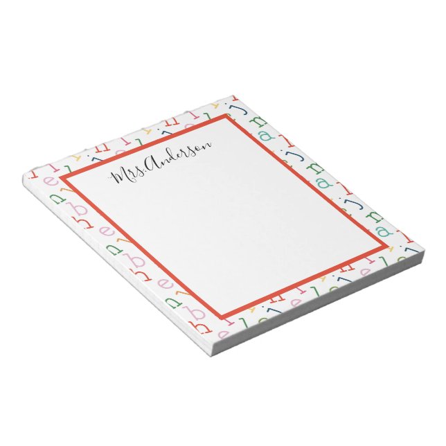 Alphabet Print Preschool Teacher Notizblock (angewinkelt)