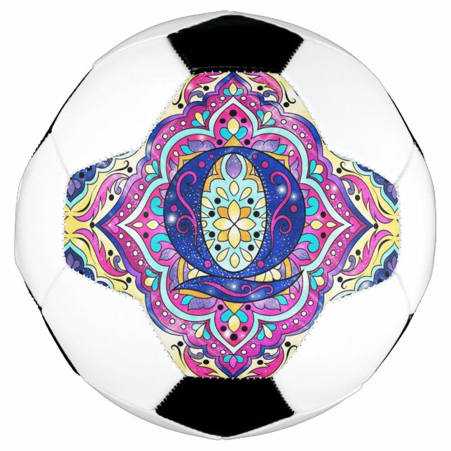 Alphabet Q mandala Fußball (Vorderseite)