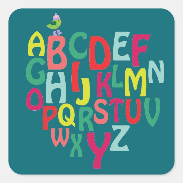 Alphabet Quadratischer Aufkleber (Vorderseite)