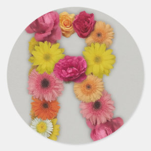 Alphabet R in Blume Runder Aufkleber