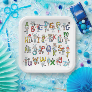 Alphabet Roboter Pappteller