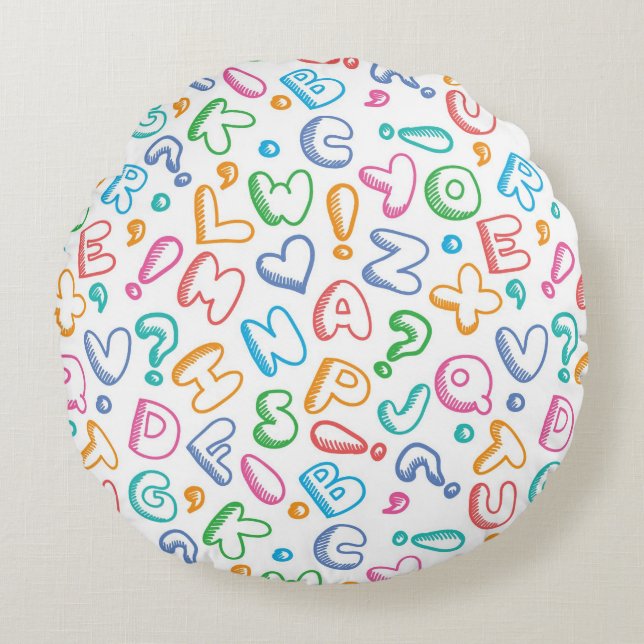 Alphabet Rundes Kissen (Vorderseite)