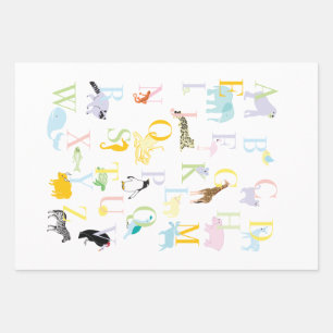 Alphabet Safari Wrapping Paper Sheets Geschenkpapier Set
