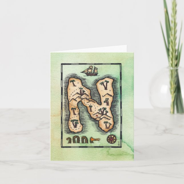 Alphabet Schatzinsel Grußkarte "N" Karte (Vorderseite)