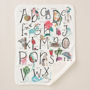 Alphabet scherzt Decke ABC-Illustrations-  Sherpa Sherpadecke