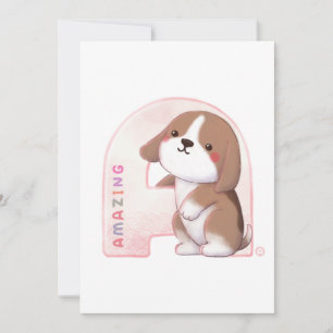 Alphabet Series: "A" Phantastische Beagle Illustra Dankeskarte