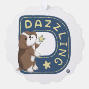 Alphabet Series: "D" Illustration des dazzling Bea Ornament Karte