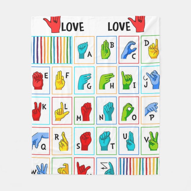 Alphabet Sign Language Colors ASL Mama Liebe Fleecedecke (Vorderseite)