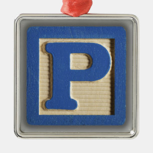 Alphabet-Spielzeug-Block P Silbernes Ornament