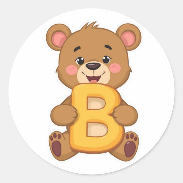 Alphabet Sticker – B with Bear (Vorderseite)