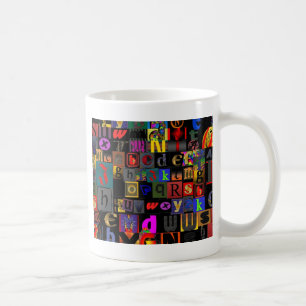Alphabet Suppe, Mosaik-Buchstaben-Design, lustig b Kaffeetasse