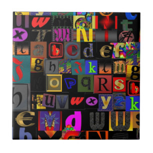 Alphabet-Suppe, Mosaikbriefe-Design, lustige Farbt Fliese