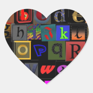Alphabet-Suppe, Mosaikbriefe-Design, lustige Farbt Herz-Aufkleber