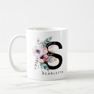 Alphabet-Tassen-Monogramm Boho Wasserfarbe der Kaffeetasse