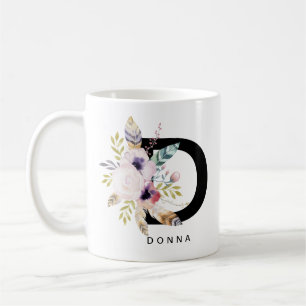 Alphabet-Tassen-Monogramm Boho Wasserfarbe der Kaffeetasse