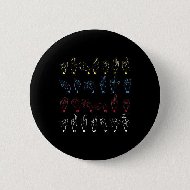 Alphabet Teacher American Sing Language Asl Chart Button (Vorderseite)