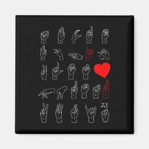 Alphabet Teacher American Sing Language Asl Chart Magnet