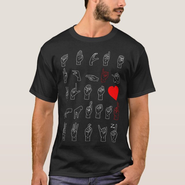 Alphabet Teacher American Sing Language Asl Chart T-Shirt (Vorderseite)
