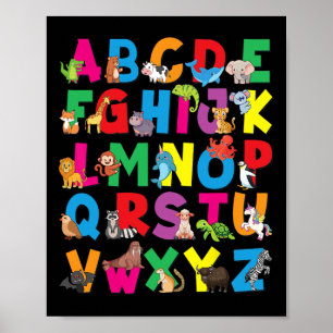 Alphabet Tiere Abcs Zoo Kinder Jungen Mädchen Lehr Poster