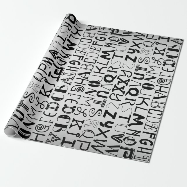 Alphabet Typografy Specialty Gift Wrap Geschenkpapier (Ungerollt)