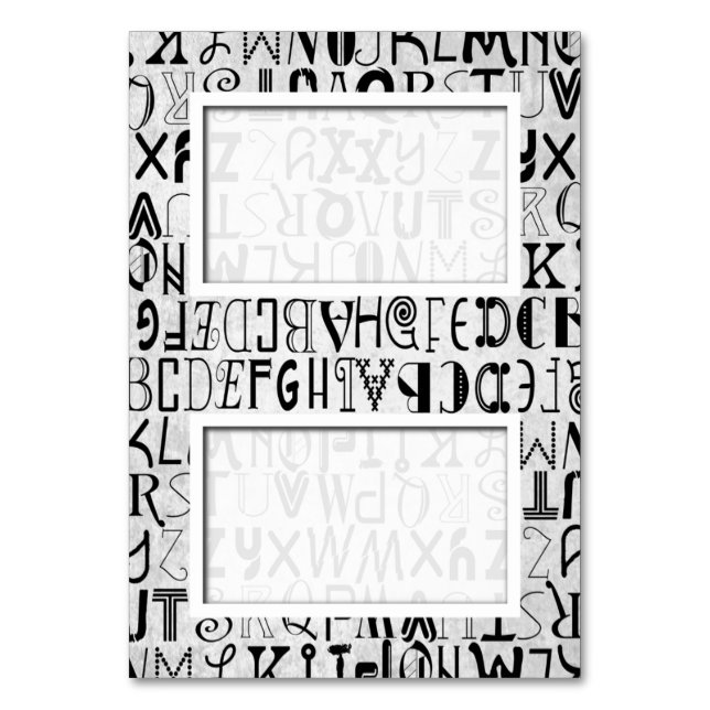 Alphabet Typografy Tented Name Platzkarten Tischnummer (Vorderseite)