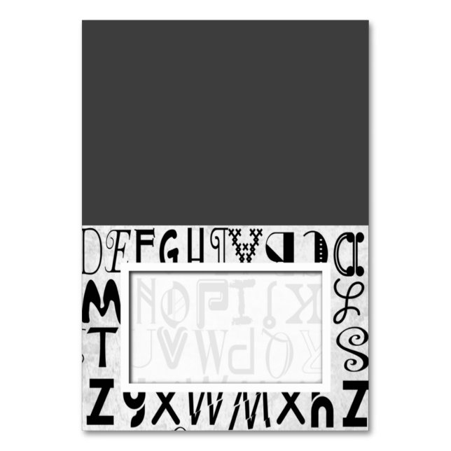 Alphabet Typografy Tented Name Platzkarten Tischnummer (Vorderseite)