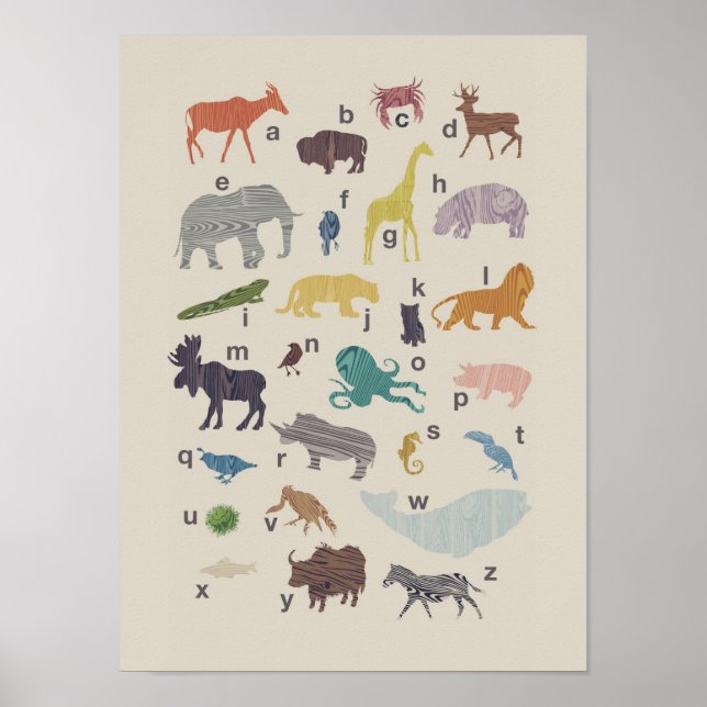 Alphabet Wood Gran Animal Poster (Vorne)