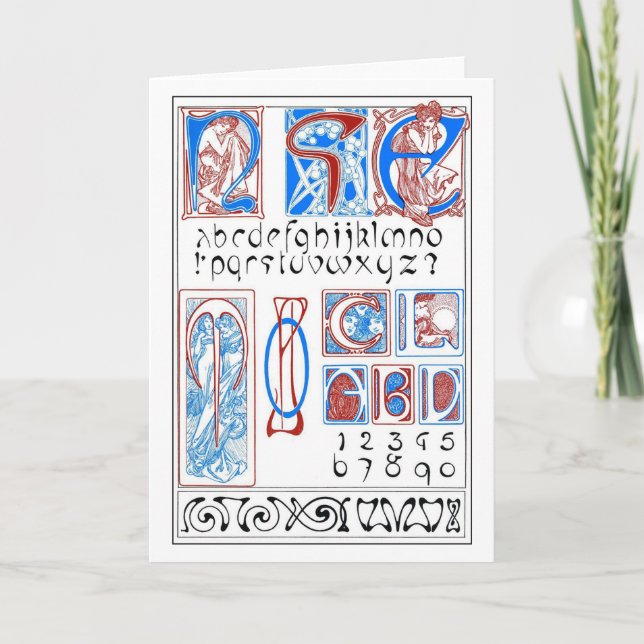 Alphabete im Jugendstil, Mucha Karte (Vorderseite)