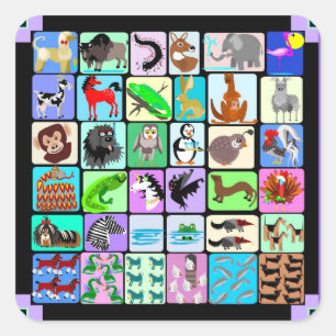 Alphabete Tiere Quadratischer Aufkleber