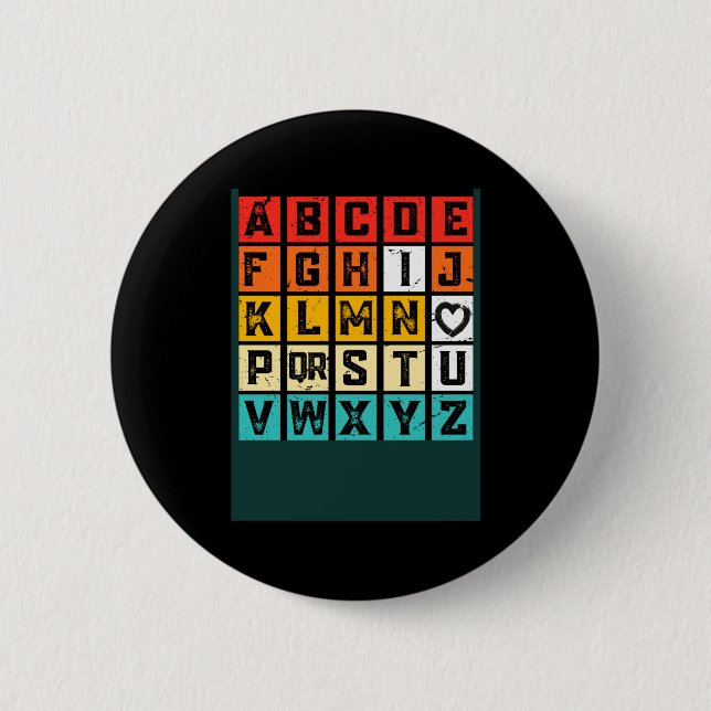 Alphabetic Abcd Love You Valentines Day Red Heart  Button (Vorderseite)