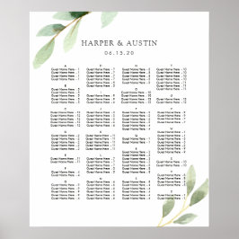 ALPHABETISCH BESTELLTE grüne Hochzeitstabelle Poster