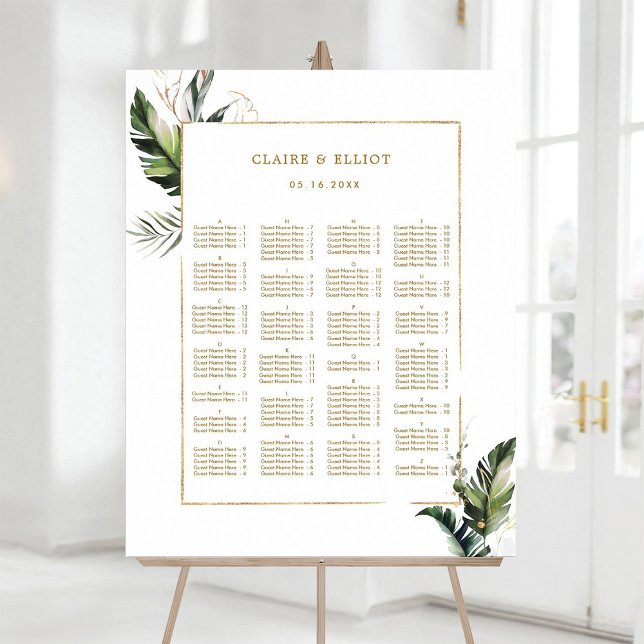 ALPHABETISCHE BESTELLUNG Tropische Gold Hochzeit Poster (Von Creator hochgeladen)