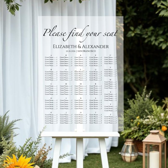 Alphabetische Hochzeitssattelkarte Acrylschild (Von Creator hochgeladen)