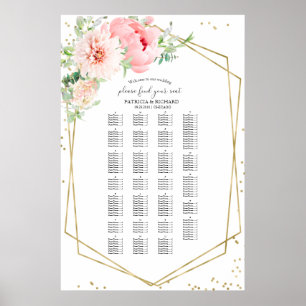 Alphabetische Hochzeitssattelkarte Blütenflora Poster