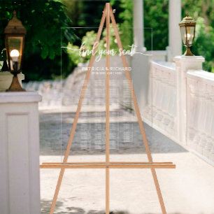 Alphabetische Hochzeitssattelkarte Elegant Acrylschild