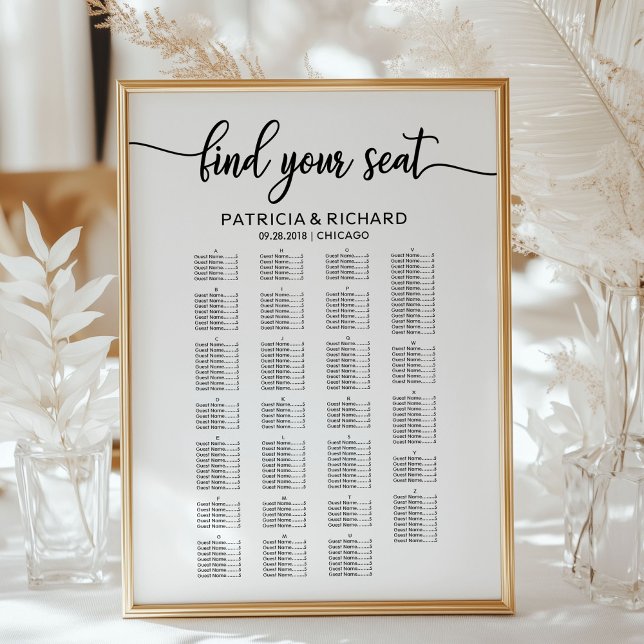 Alphabetische Hochzeitssattelkarte Elegant Poster (Von Creator hochgeladen)