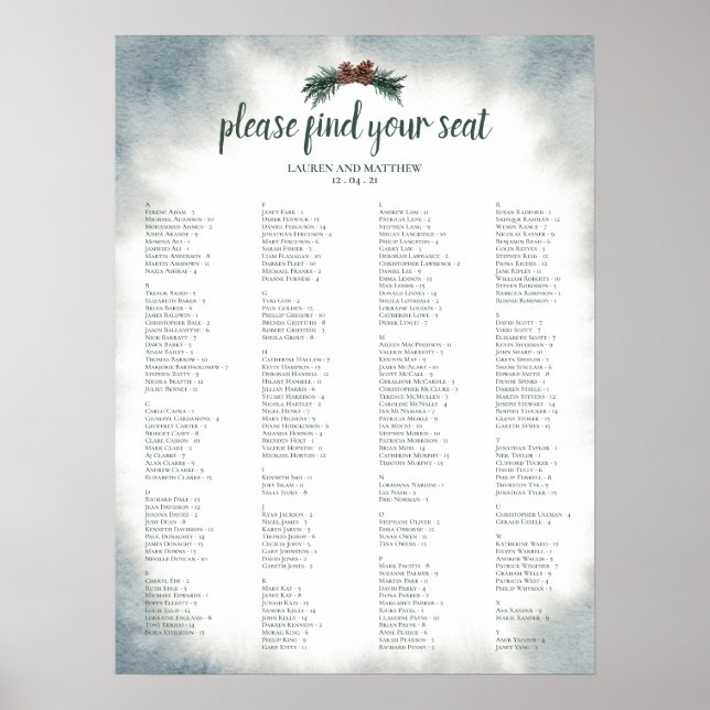 Alphabetische Hochzeitssattelplakette Poster (Vorne)