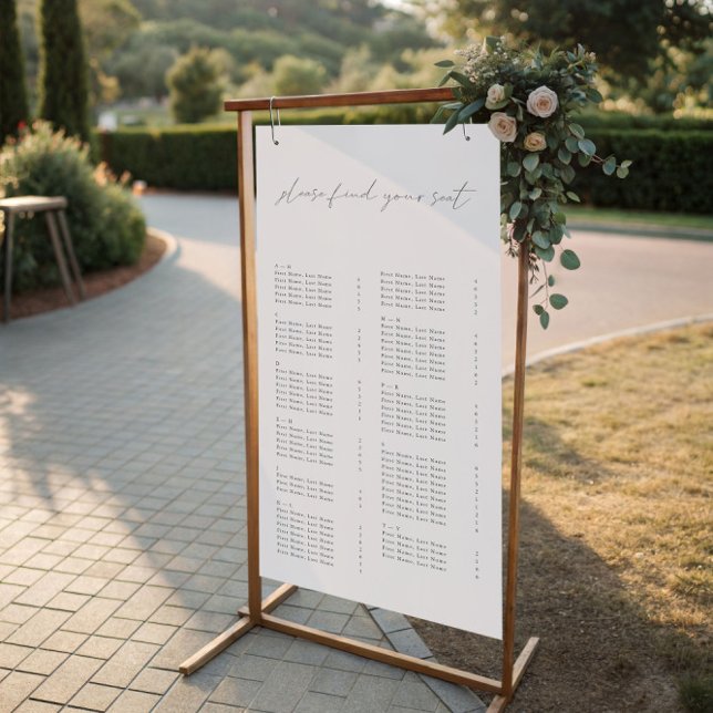 Alphabetische Hochzeitssitzkarten finden Ihren Pla Poster (Alphabetical Wedding Seating Charts Find Your Seat)