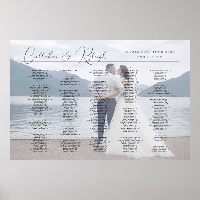 Alphabetische Hochzeitsstichkarte für Fotos, elega Poster (Vorne)