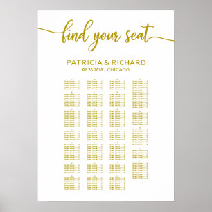 Alphabetische Hochzeitsstimmung Gold Elegante Poster