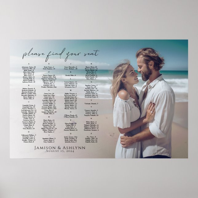Alphabetische Hochzeitstabelle mit Foto Poster (Vorne)