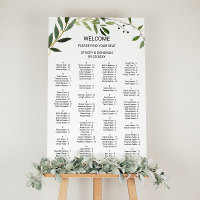Alphabetische Sitzkarte für tropische grüne Blätte